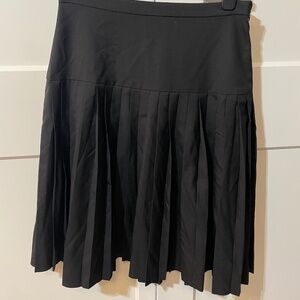 J.Crew Super 120s Black Pleated Wool Skirt